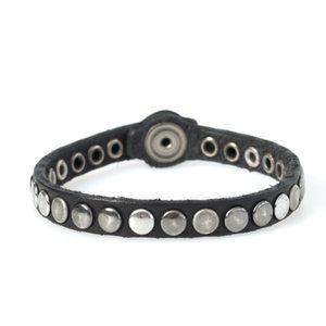 HTC LOS ANGELES Men's Leather One Line Studded Bracelet in Black
